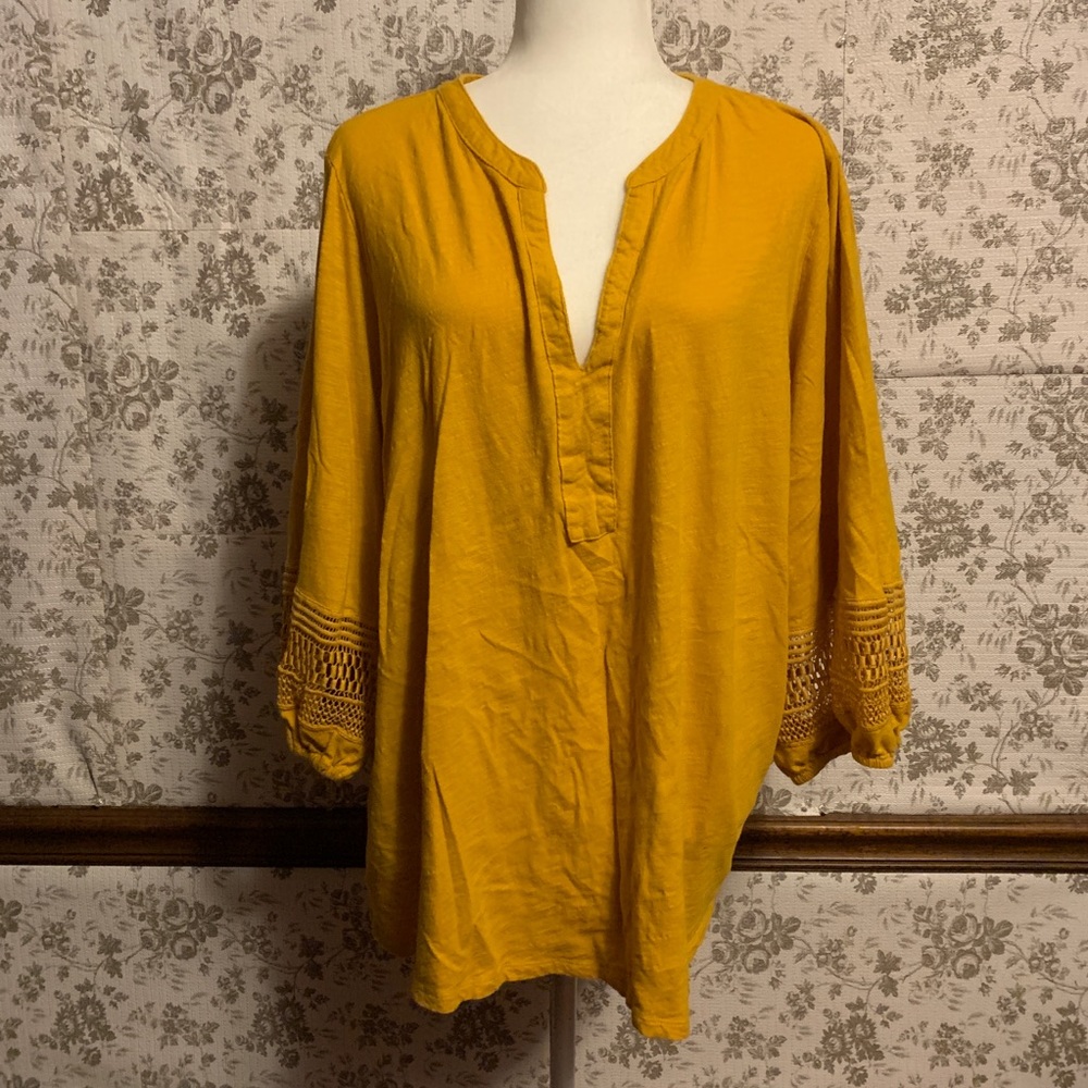 AVA & VIV Yellow Peasant Blouse